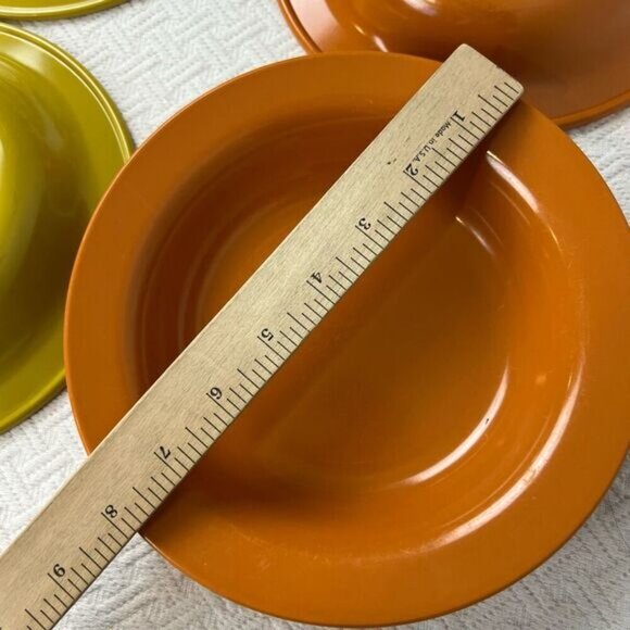 Vintage Melmac Melamine Bowl Set 3 Orange 3 Yellow Serve 6 70s 80s Retro MCM - Picture 6 of 12